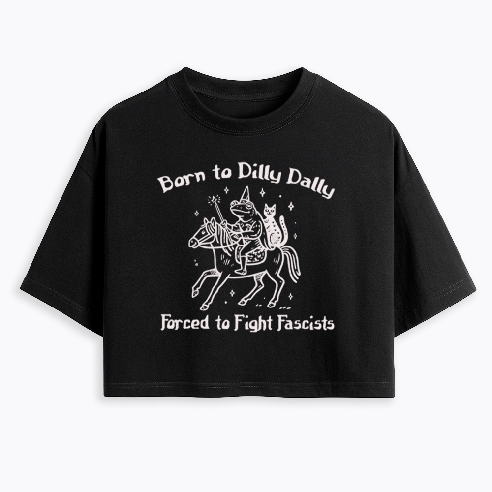 Born to Dilly Dally Funny Medieval Frog Cropped T-Shirt