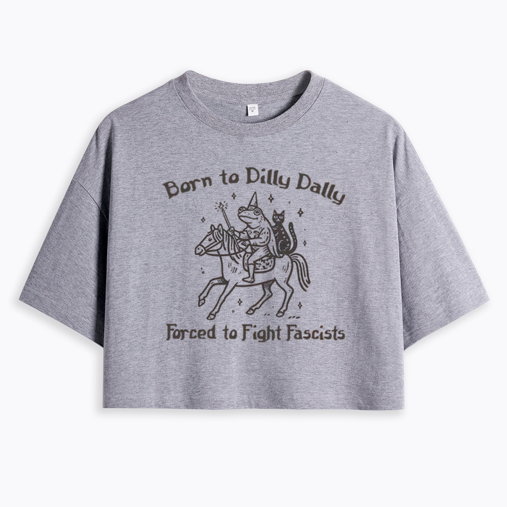 Born to Dilly Dally Funny Medieval Frog Cropped T-Shirt