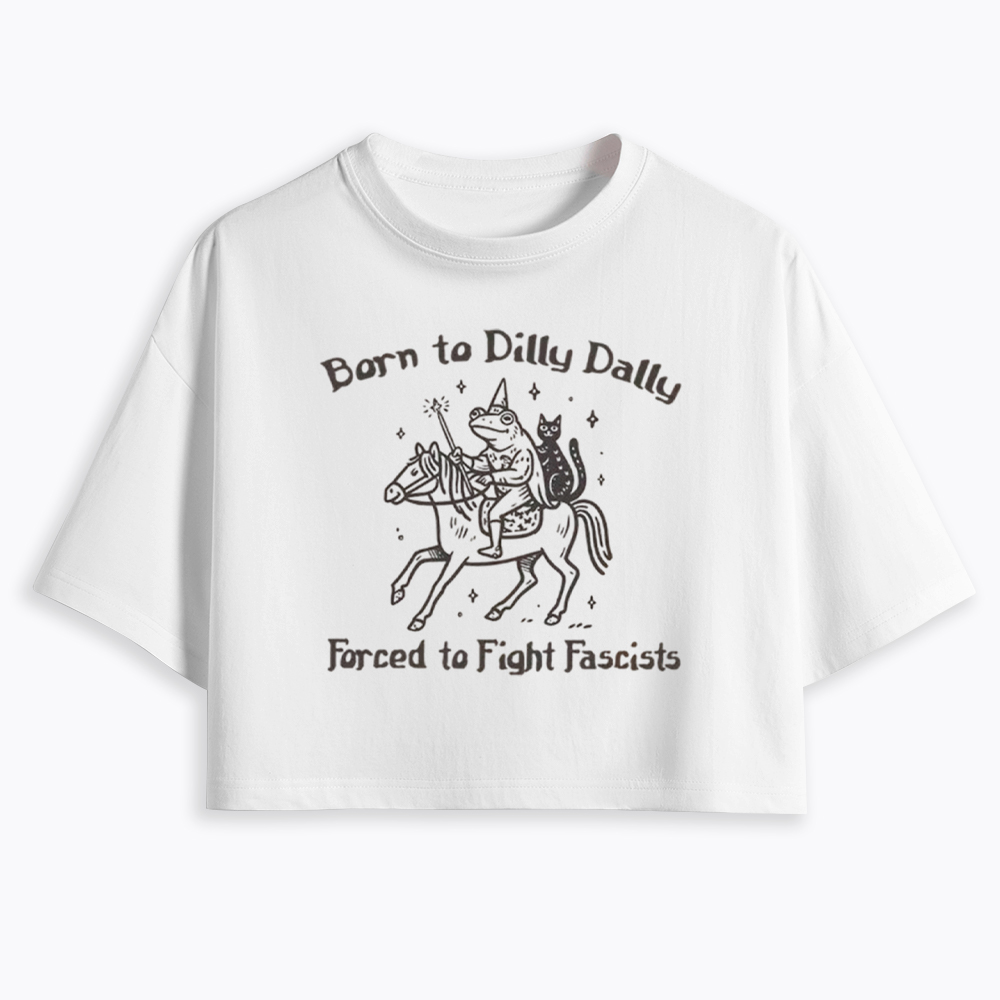 Born to Dilly Dally Funny Medieval Frog Cropped T-Shirt