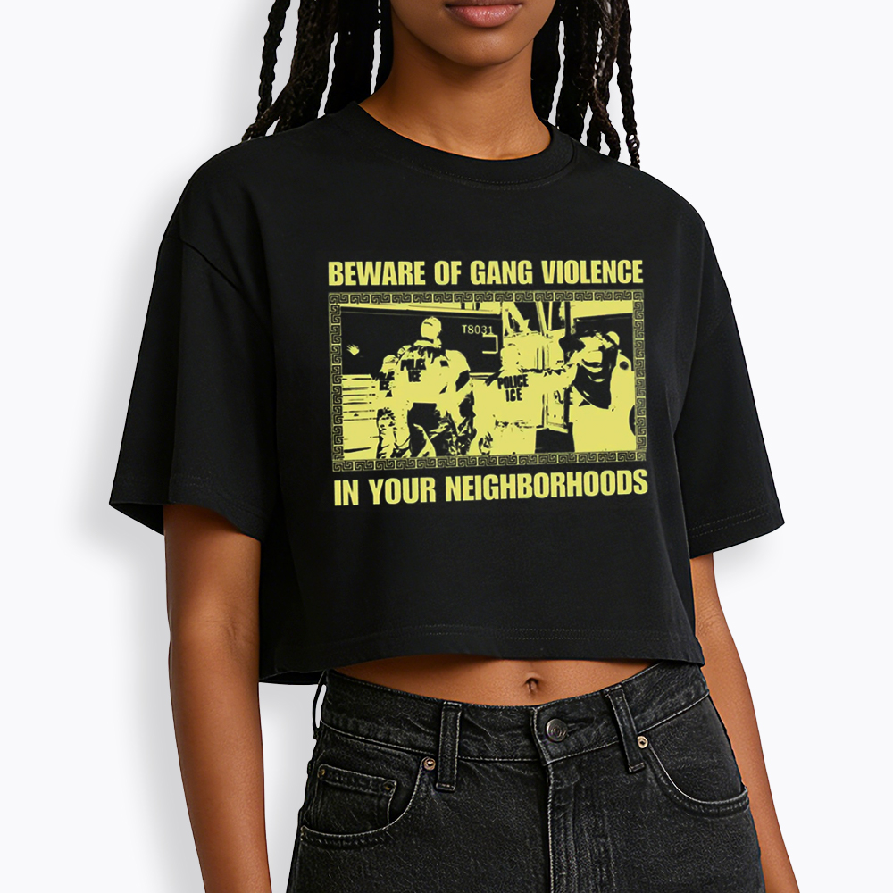 Beware of Violence Parody Cropped T-Shirt