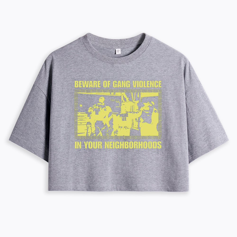 Beware of Violence Parody Cropped T-Shirt