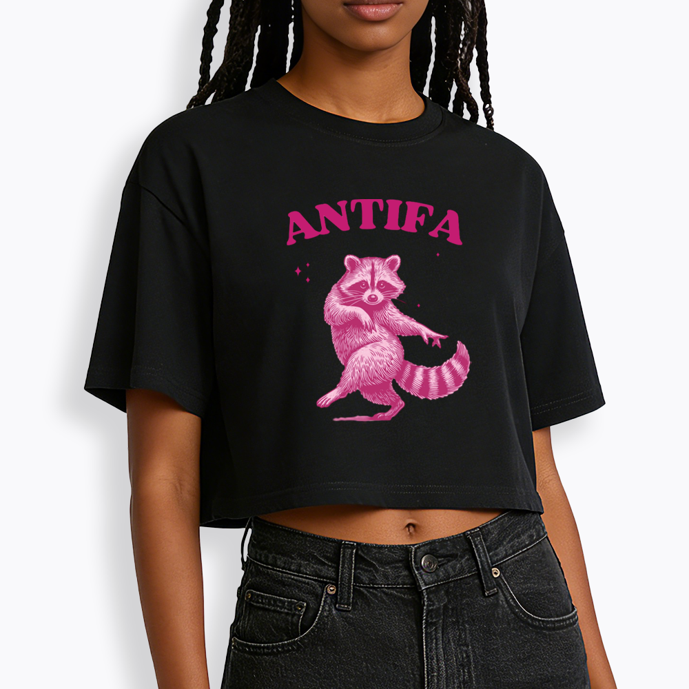 Raccoon Meme Cropped T-Shirt