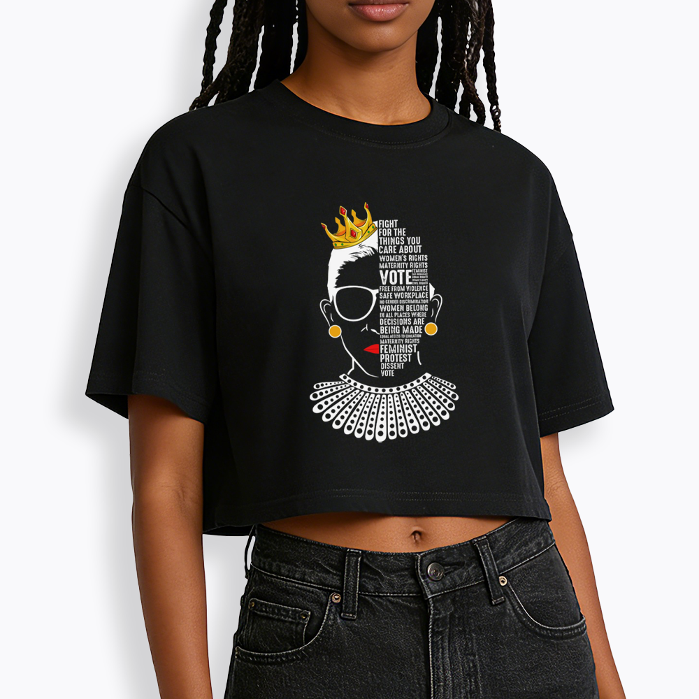 Queen Crown RBG Cropped T-Shirt