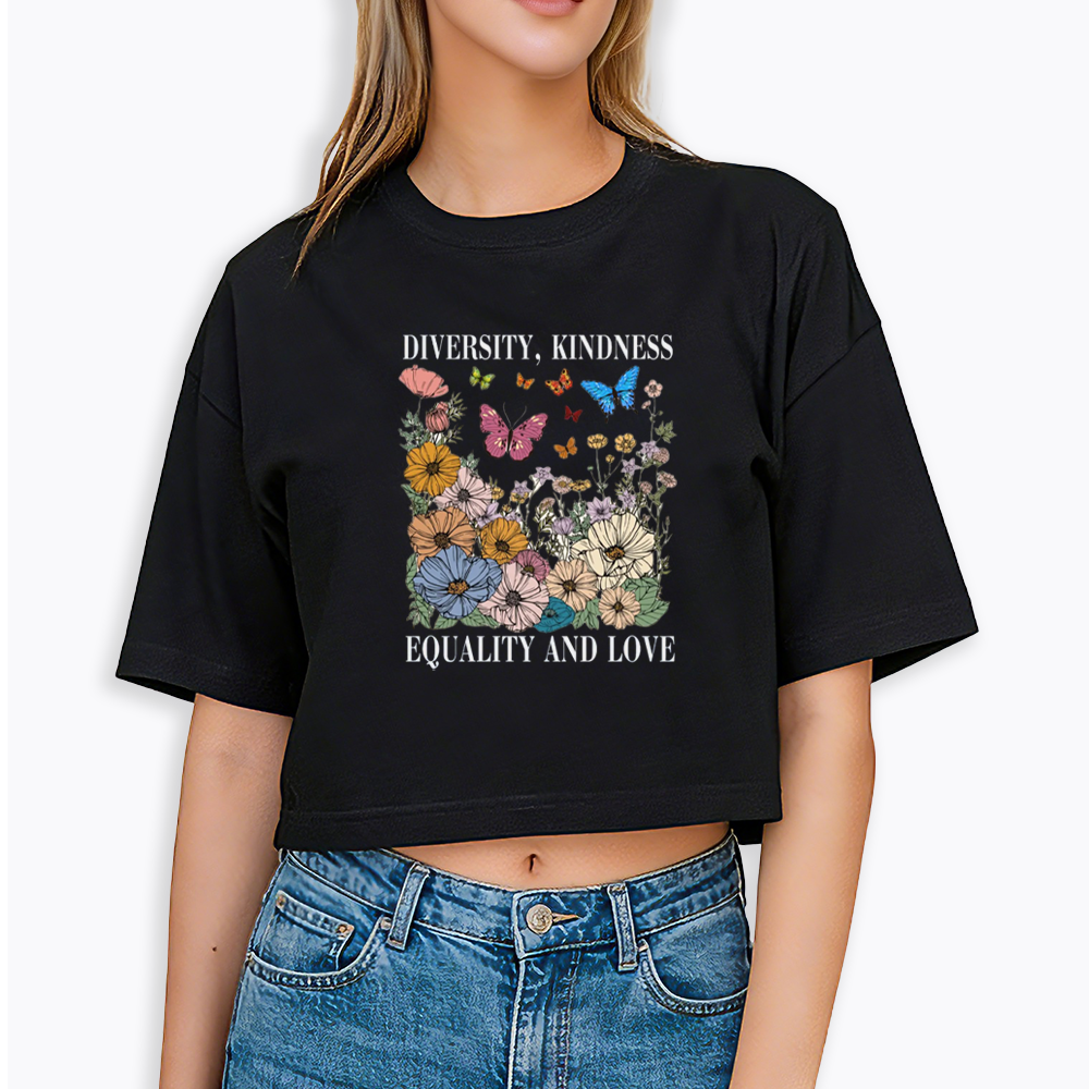 Summer Diversity Kindness Garden Cropped T-Shirt