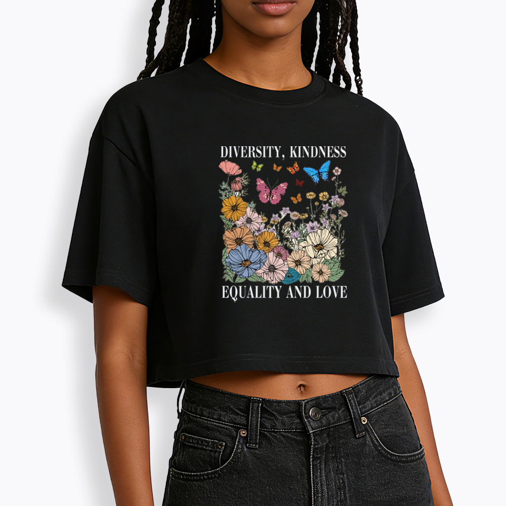 Summer Diversity Kindness Garden Cropped T-Shirt