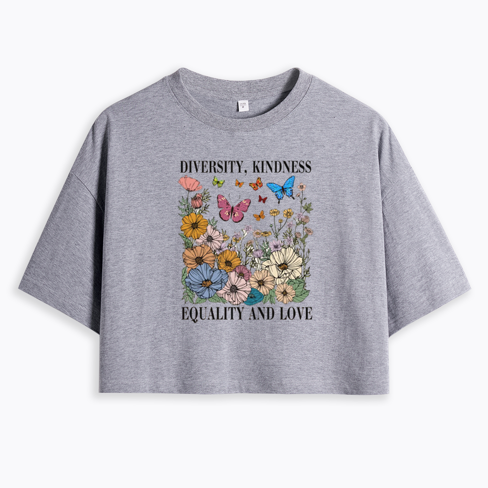 Summer Diversity Kindness Garden Cropped T-Shirt