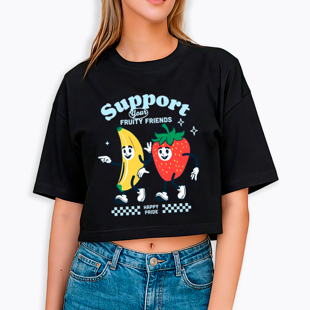 Support Your Fruity Friends Happy Pride Cropped T-Shirt