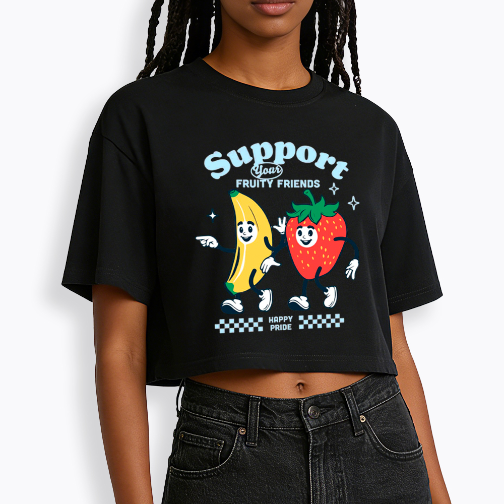 Support Your Fruity Friends Happy Pride Cropped T-Shirt