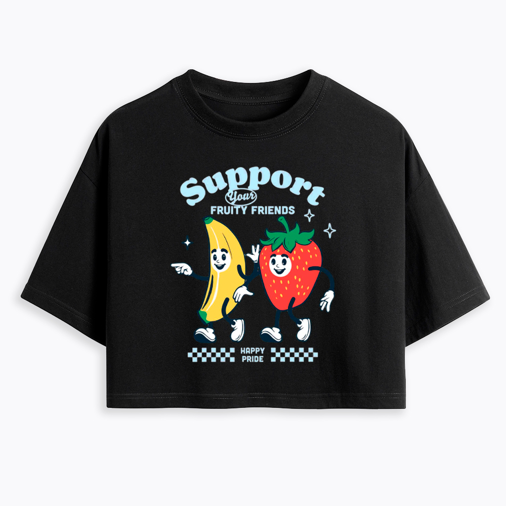 Support Your Fruity Friends Happy Pride Cropped T-Shirt