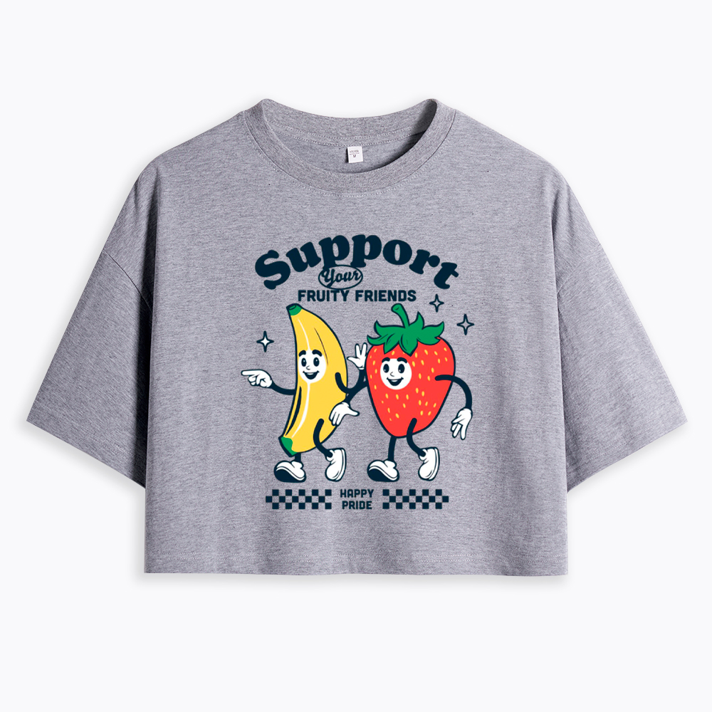 Support Your Fruity Friends Happy Pride Cropped T-Shirt