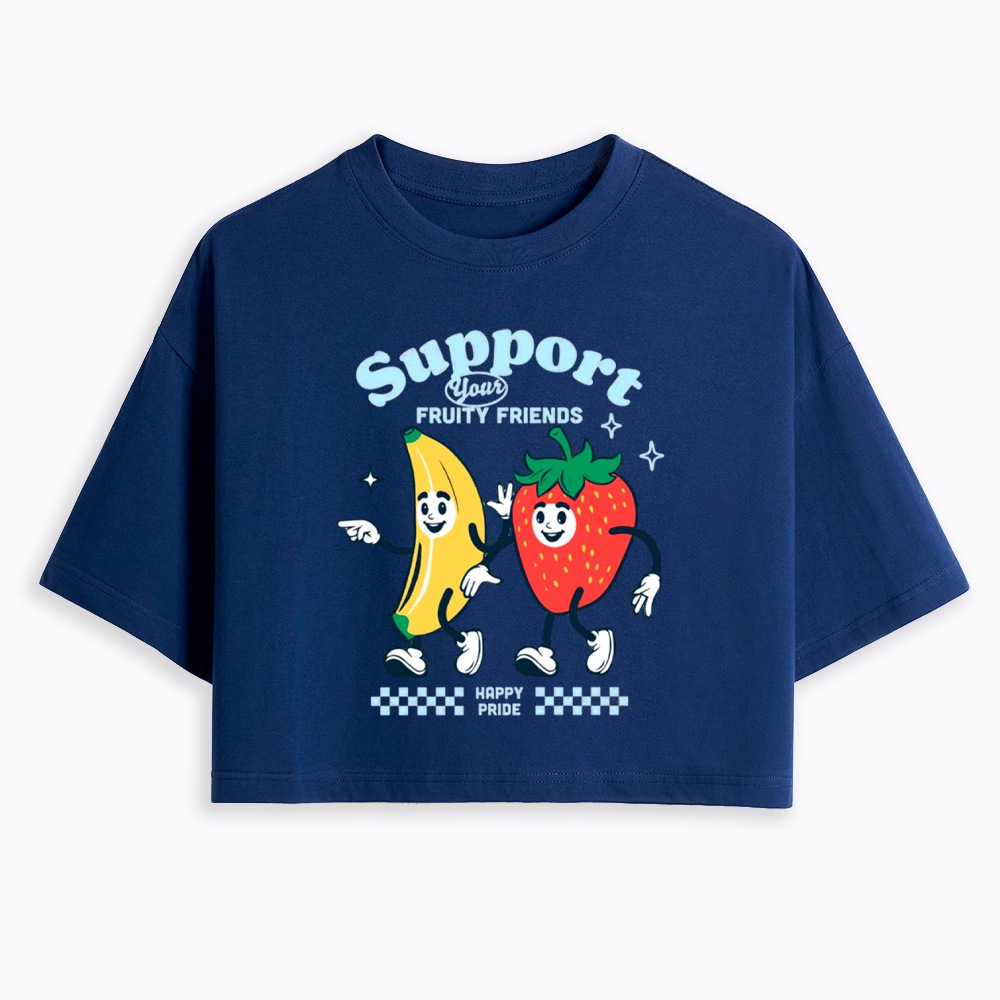 Support Your Fruity Friends Happy Pride Cropped T-Shirt