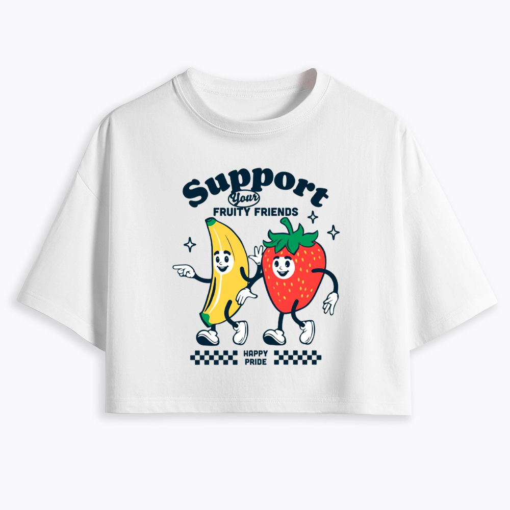 Support Your Fruity Friends Happy Pride Cropped T-Shirt