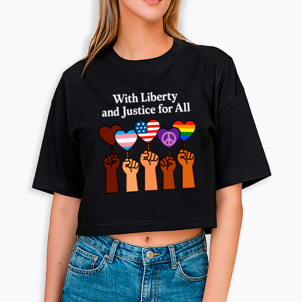 Inclusive Liberty And Justice For All Heart Cropped T-Shirt