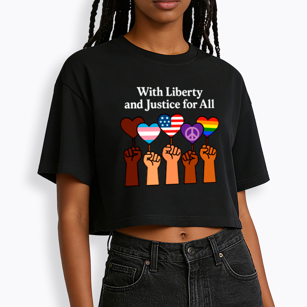Inclusive Liberty And Justice For All Heart Cropped T-Shirt