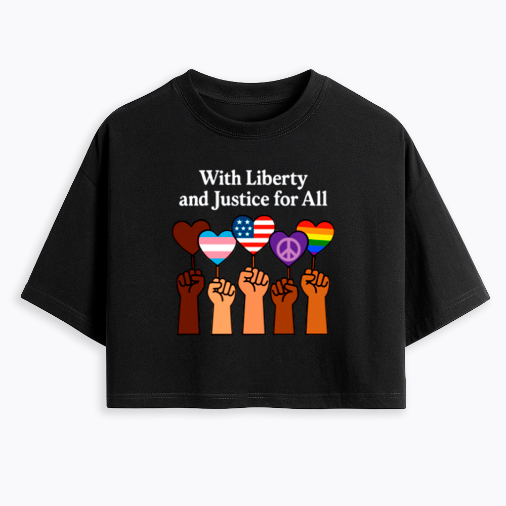 Inclusive Liberty And Justice For All Heart Cropped T-Shirt