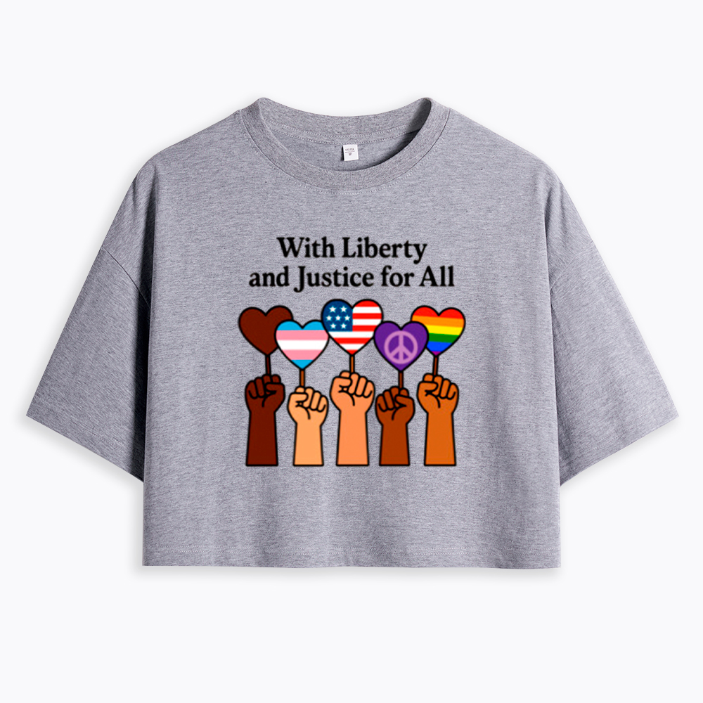 Inclusive Liberty And Justice For All Heart Cropped T-Shirt