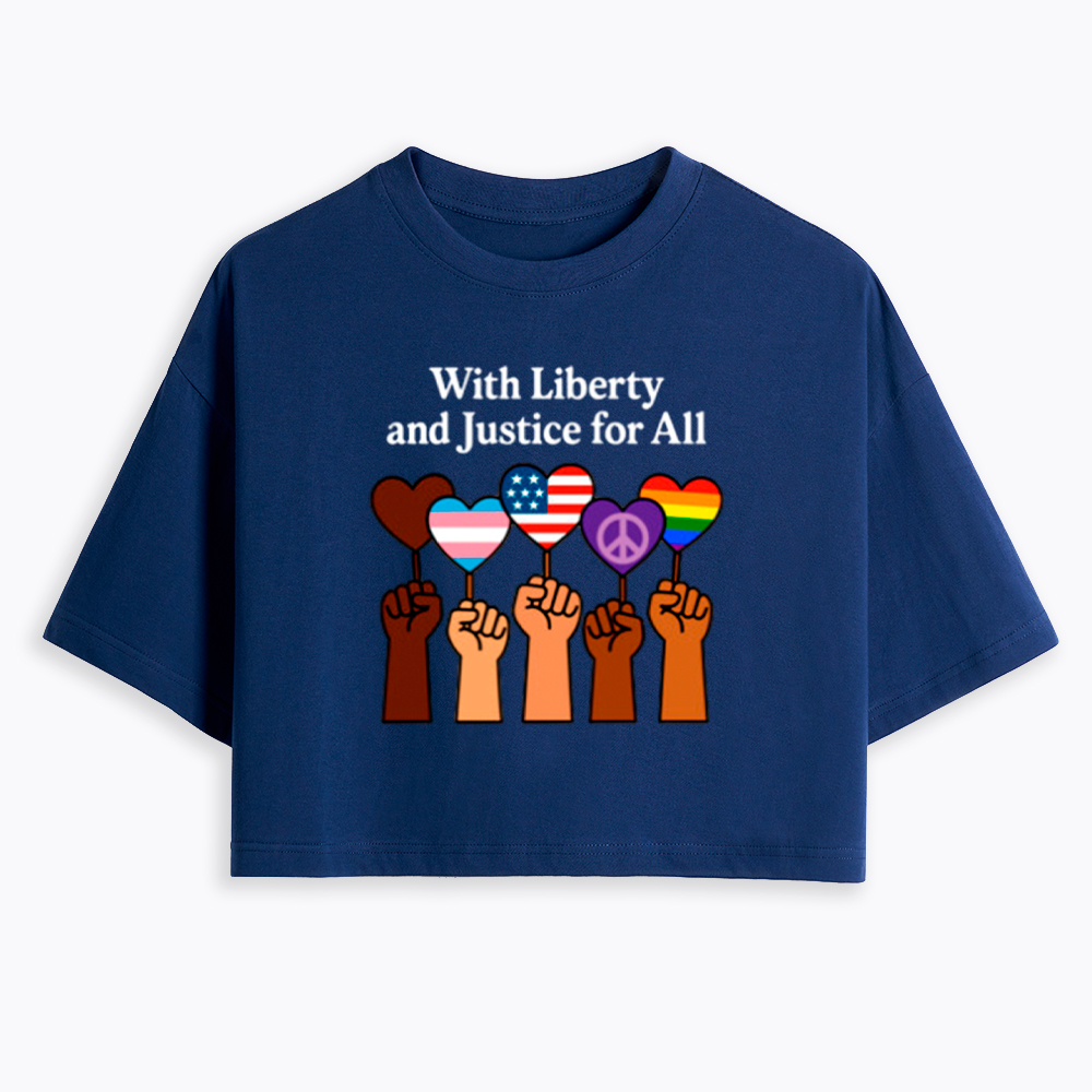 Inclusive Liberty And Justice For All Heart Cropped T-Shirt