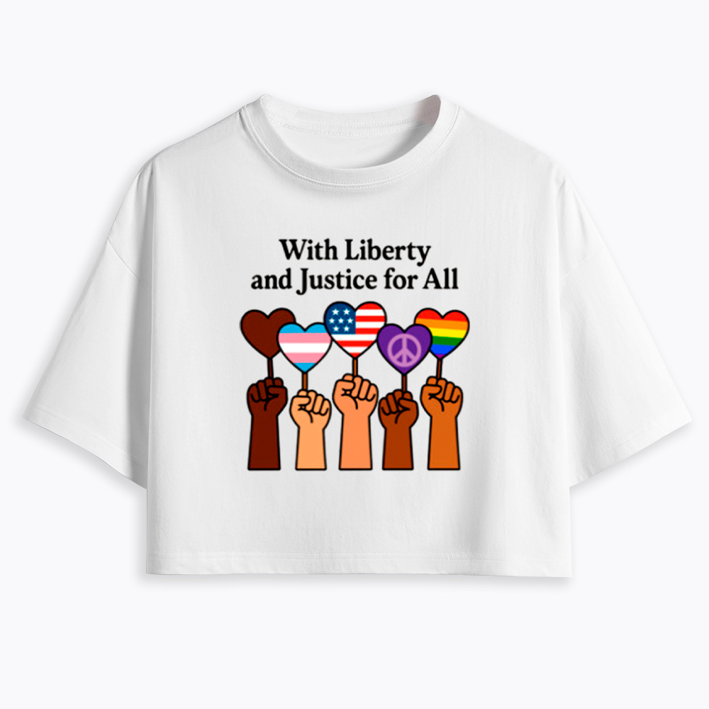 Inclusive Liberty And Justice For All Heart Cropped T-Shirt