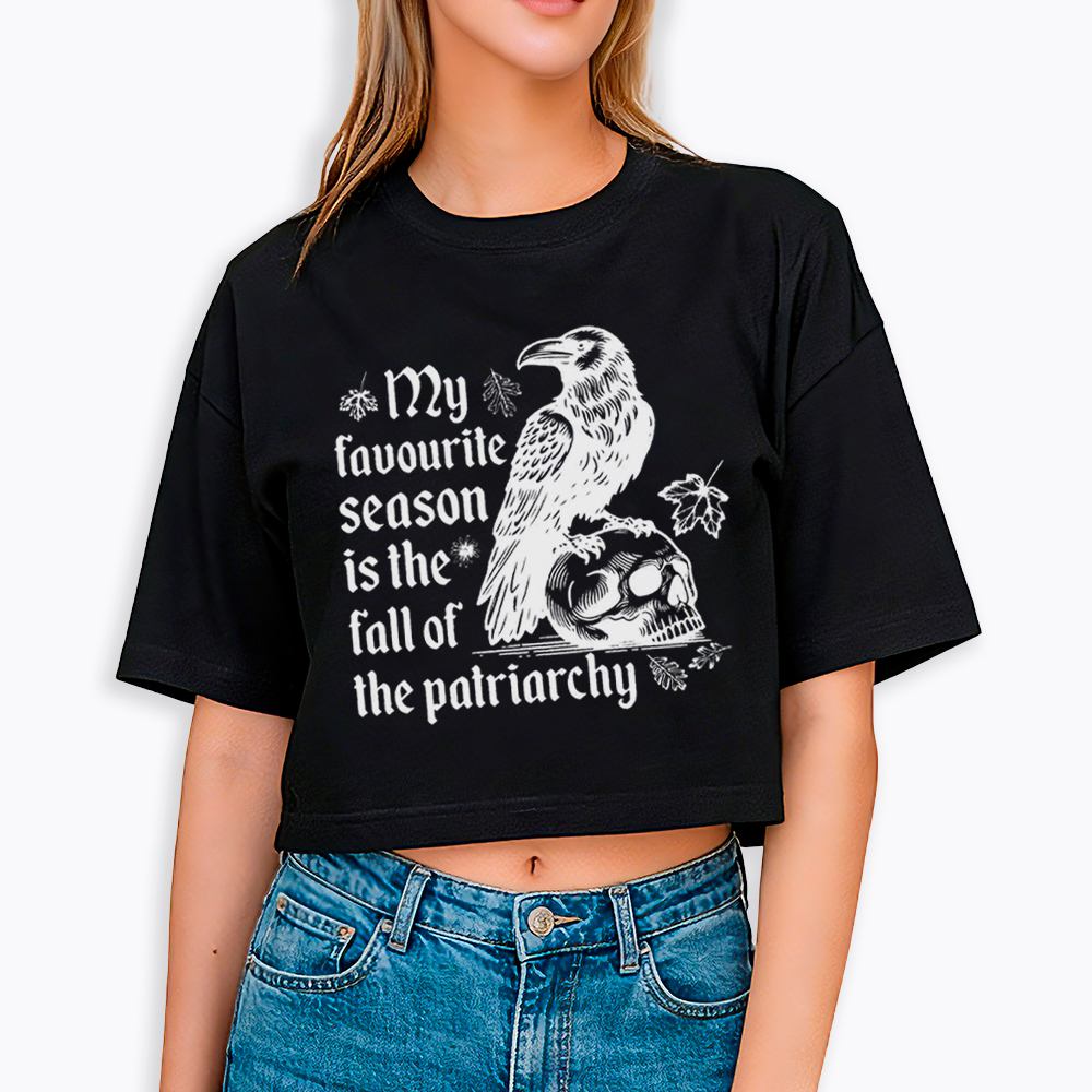 Fall of Patriarchy Skull Feminist Cropped T-Shirt