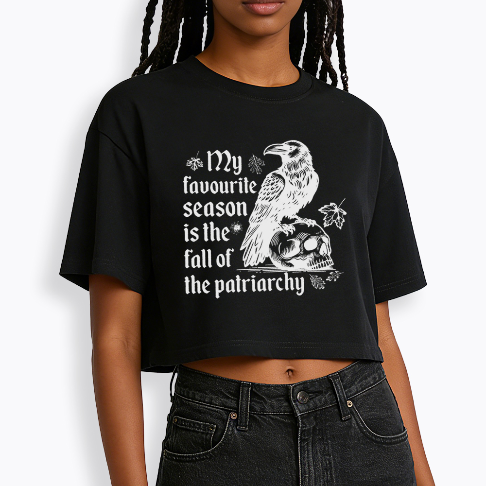 Fall of Patriarchy Skull Feminist Cropped T-Shirt