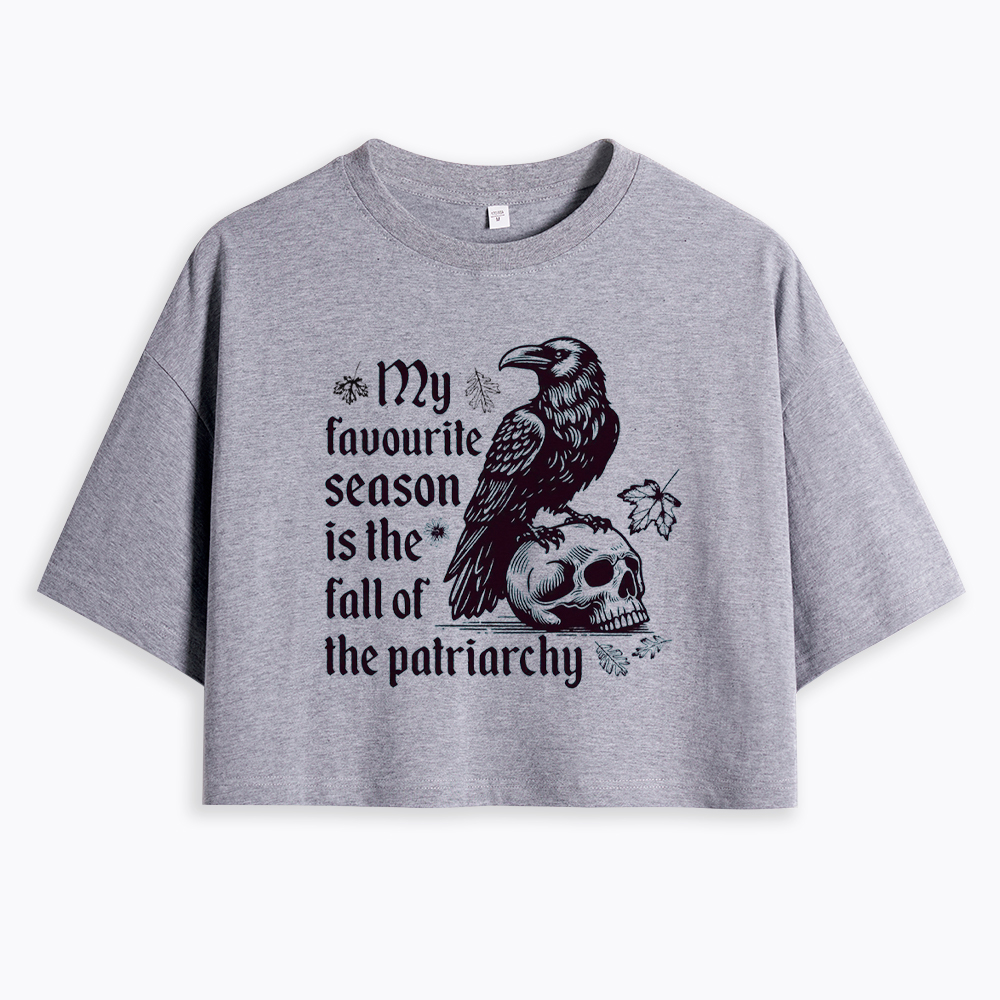 Fall of Patriarchy Skull Feminist Cropped T-Shirt