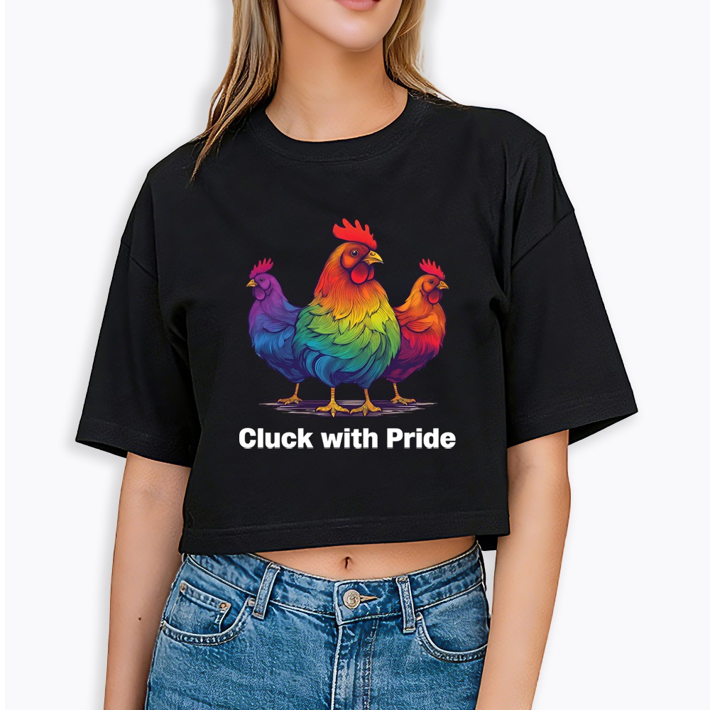 Rainbow Chicken LGBTQ Pride Cropped T-Shirt