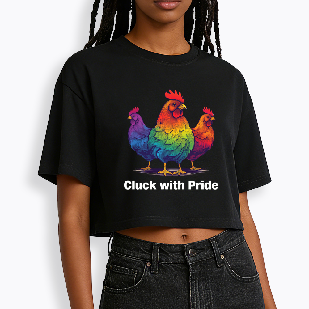 Rainbow Chicken LGBTQ Pride Cropped T-Shirt