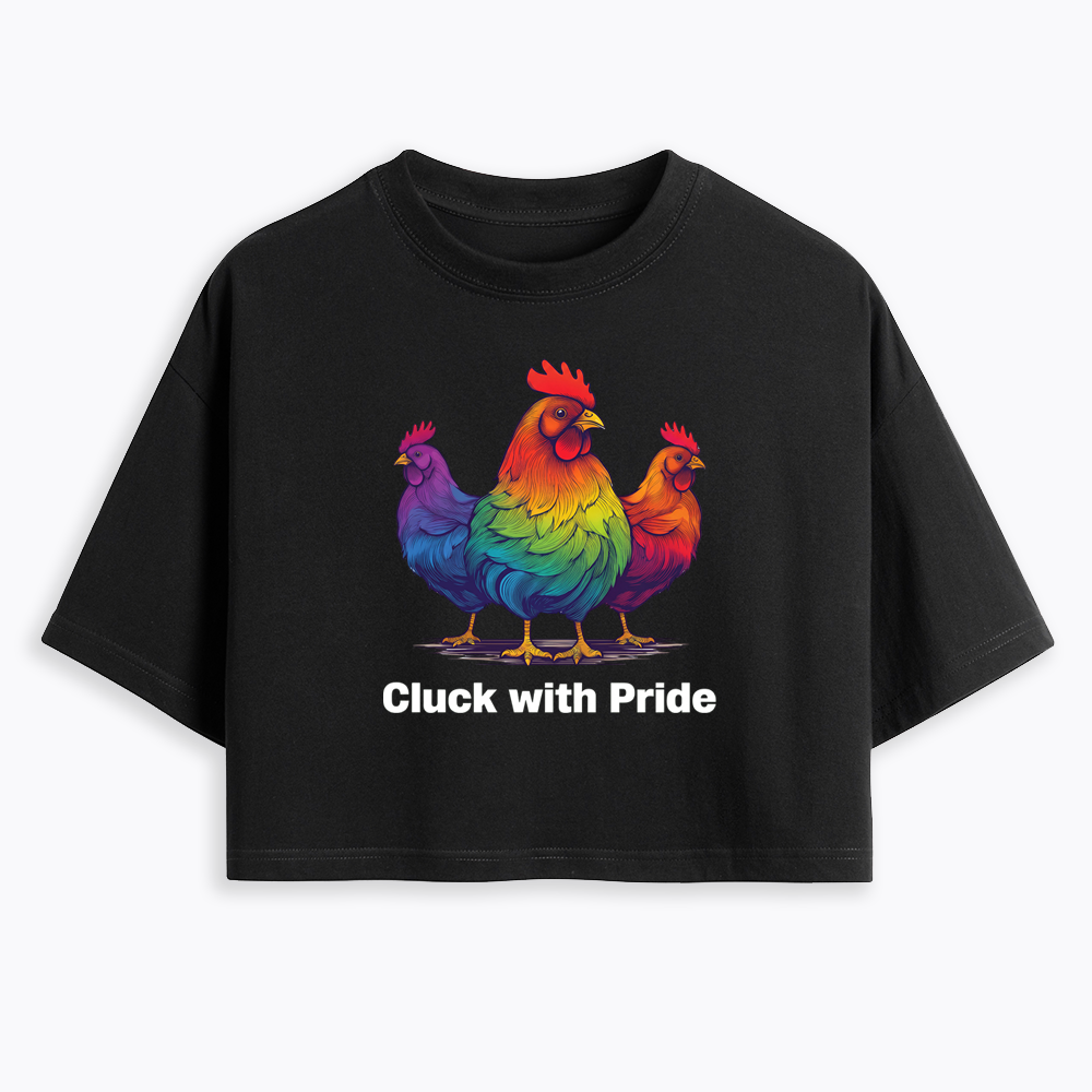 Rainbow Chicken LGBTQ Pride Cropped T-Shirt