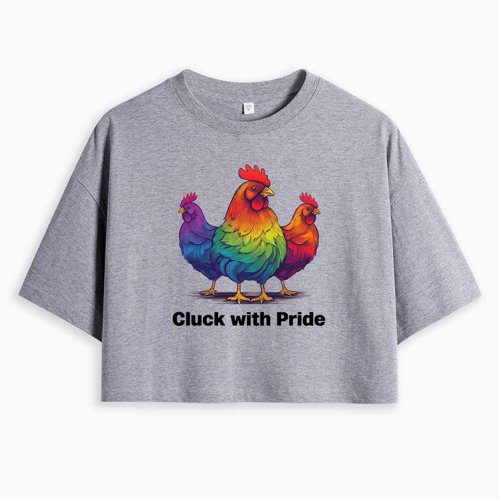 Rainbow Chicken LGBTQ Pride Cropped T-Shirt