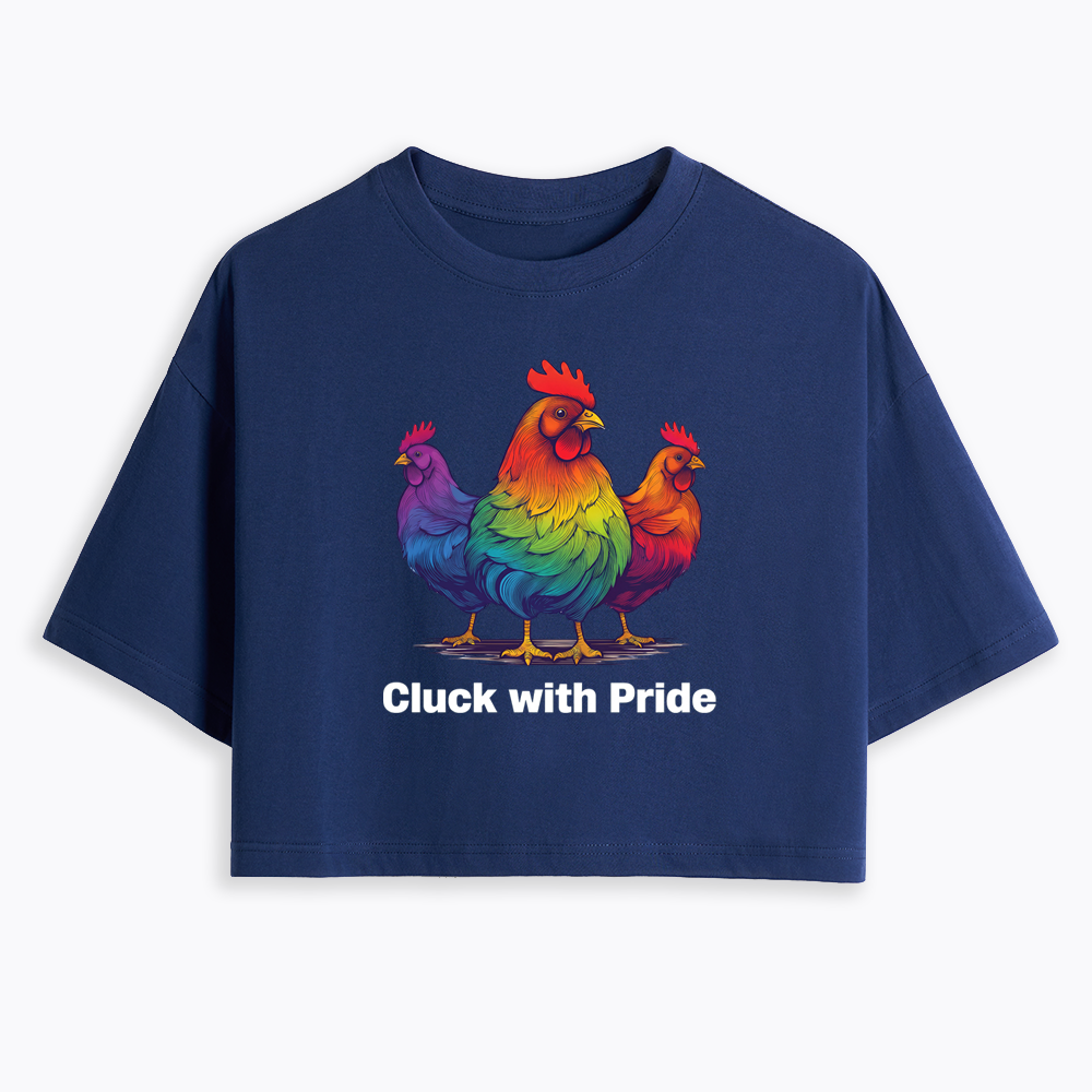 Rainbow Chicken LGBTQ Pride Cropped T-Shirt
