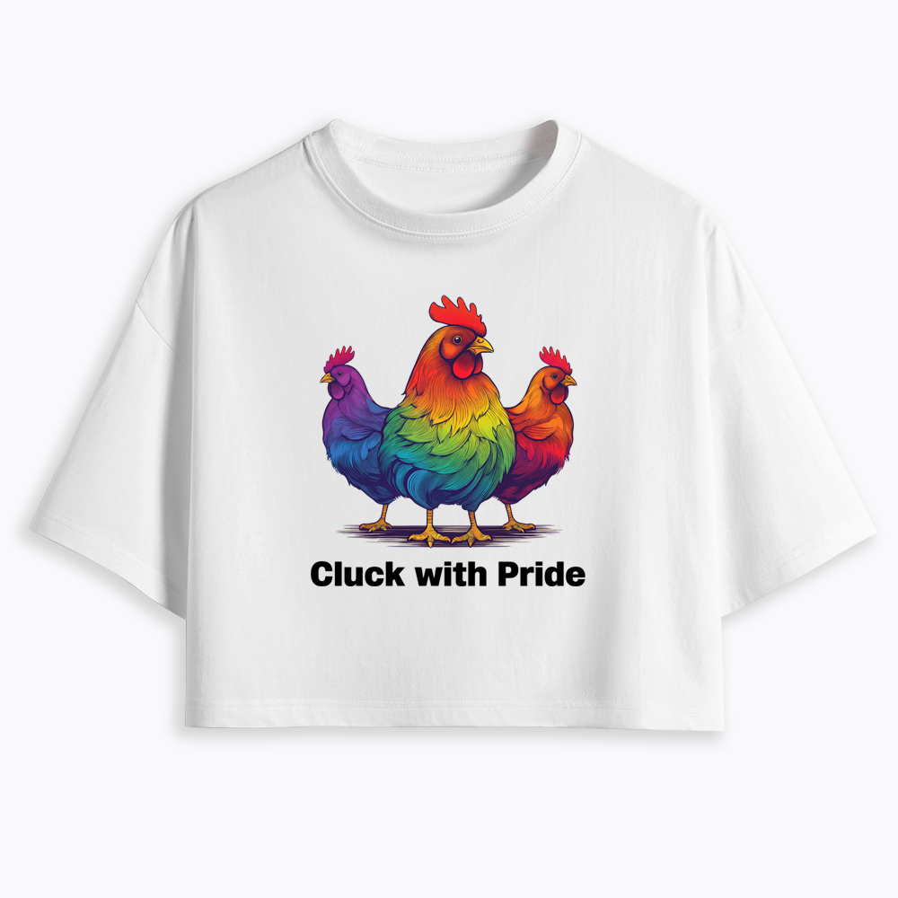 Rainbow Chicken LGBTQ Pride Cropped T-Shirt