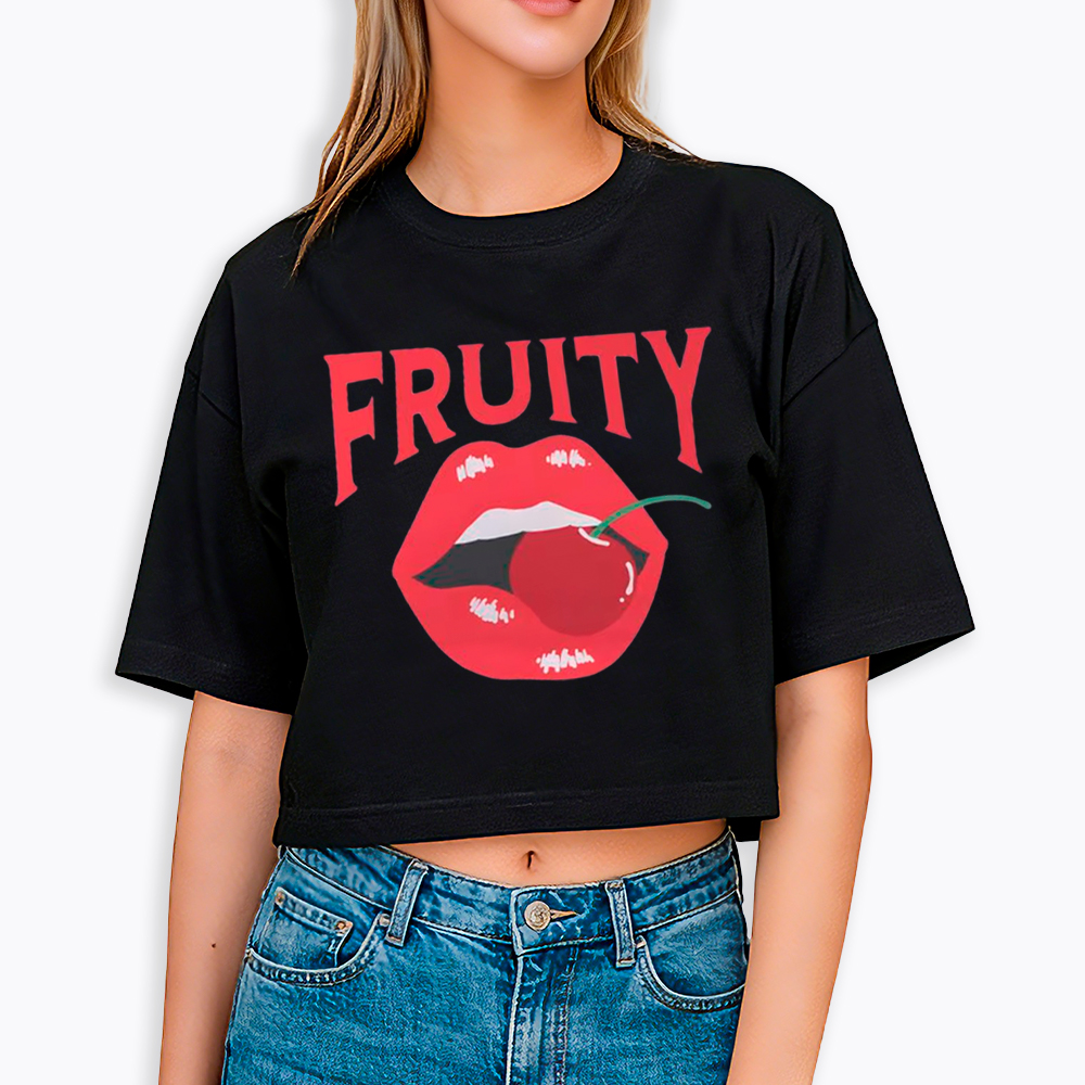 Fruity Lips Red Cherry Cropped T-Shirt