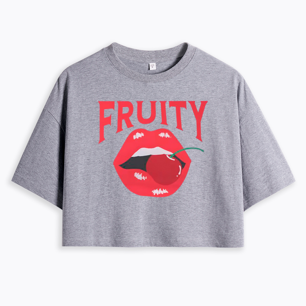 Fruity Lips Red Cherry Cropped T-Shirt
