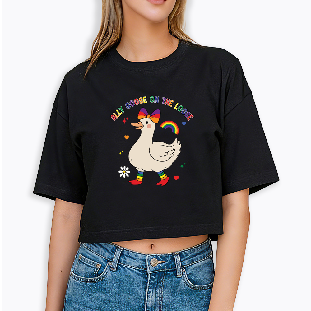 Ally Goose On The Loose Cropped T-Shirt