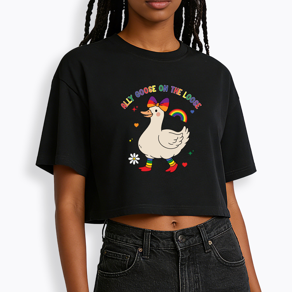 Ally Goose On The Loose Cropped T-Shirt