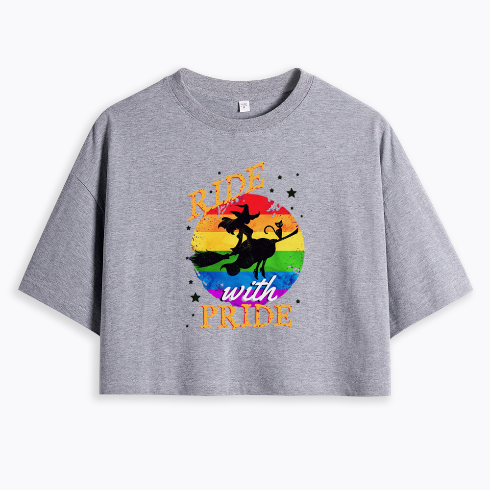 Ride with Pride Rainbow Cropped T-Shirt