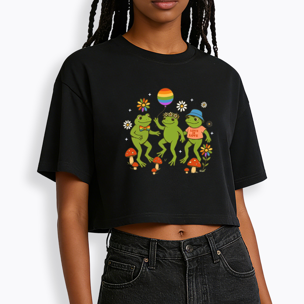 Funny Frog Pride Cropped T-Shirt