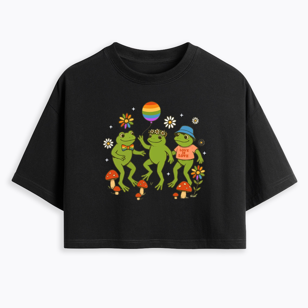 Funny Frog Pride Cropped T-Shirt
