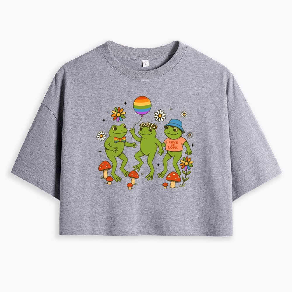 Funny Frog Pride Cropped T-Shirt