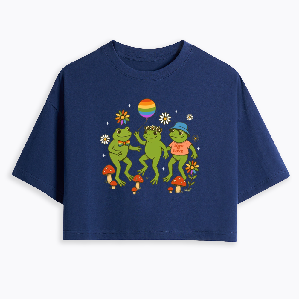 Funny Frog Pride Cropped T-Shirt