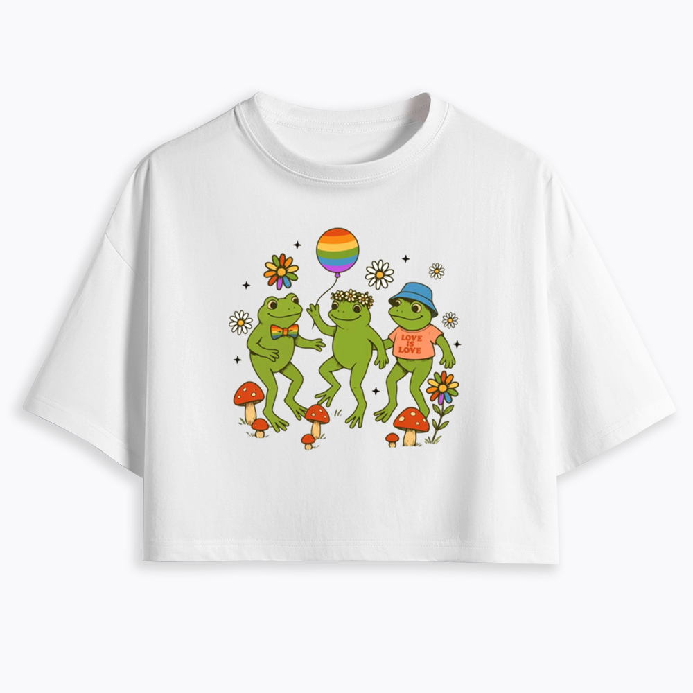 Funny Frog Pride Cropped T-Shirt