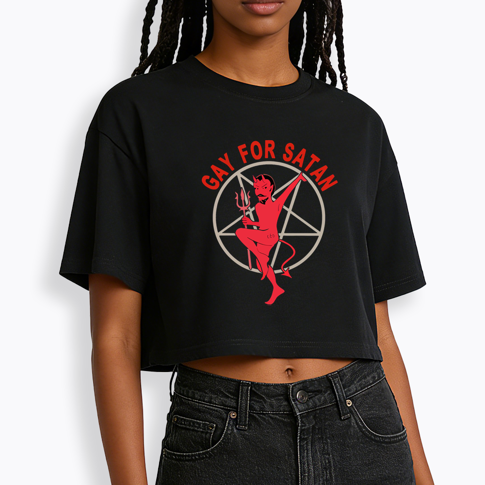 Gay For Satan Cropped T-Shirt