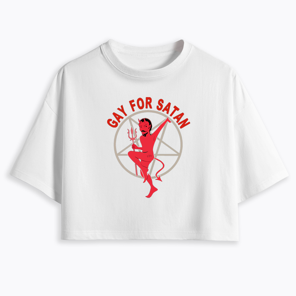 Gay For Satan Cropped T-Shirt