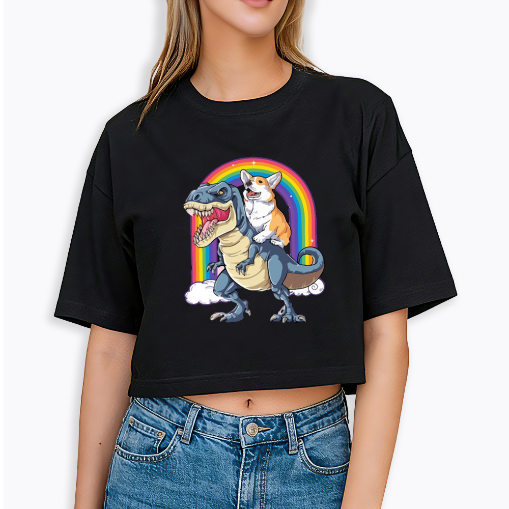 Funny Dinosaur Cropped T-Shirt