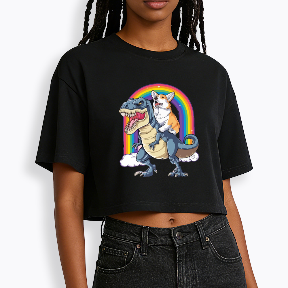 Funny Dinosaur Cropped T-Shirt