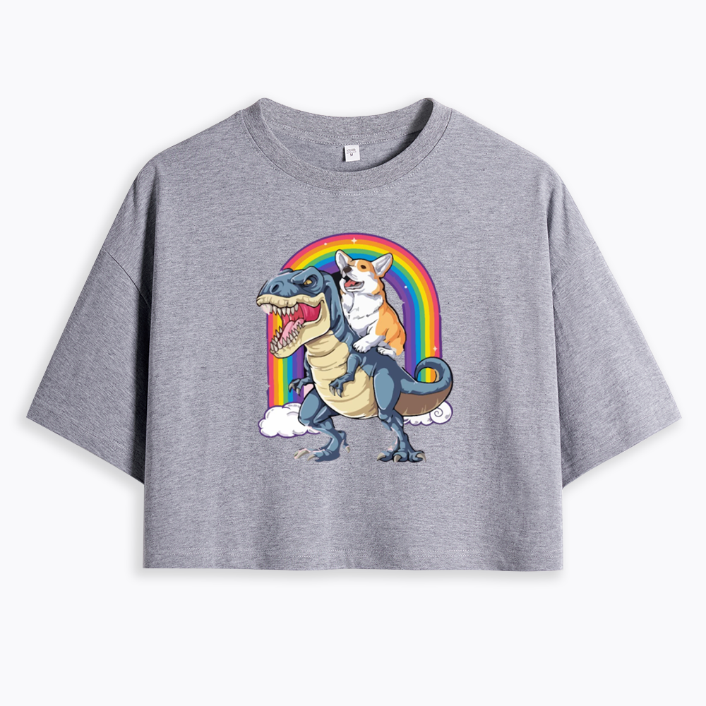 Funny Dinosaur Cropped T-Shirt
