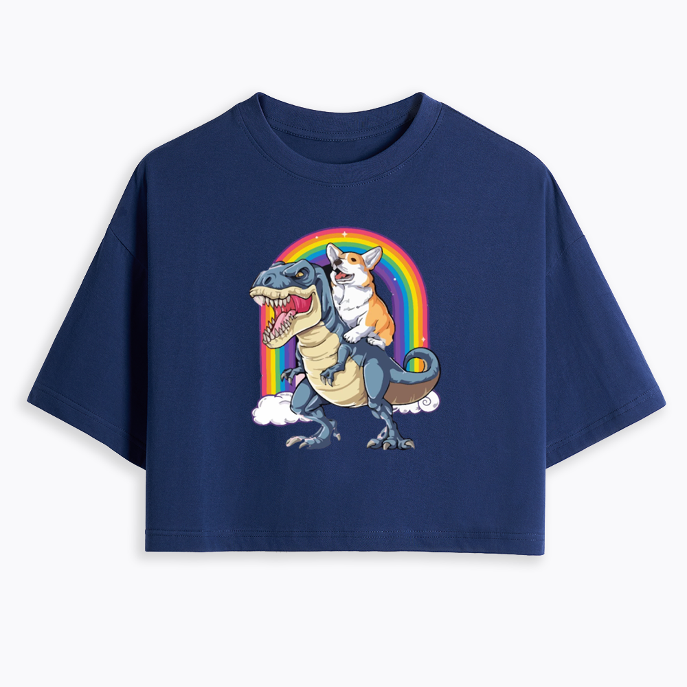 Funny Dinosaur Cropped T-Shirt