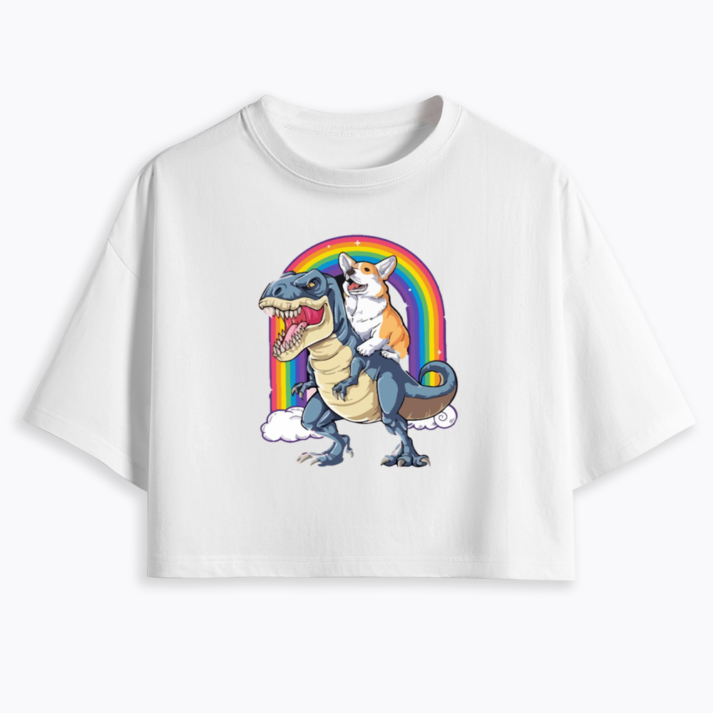 Funny Dinosaur Cropped T-Shirt
