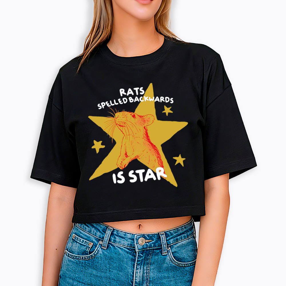 Rats Spelled Backwards is Star Cropped T-Shirt