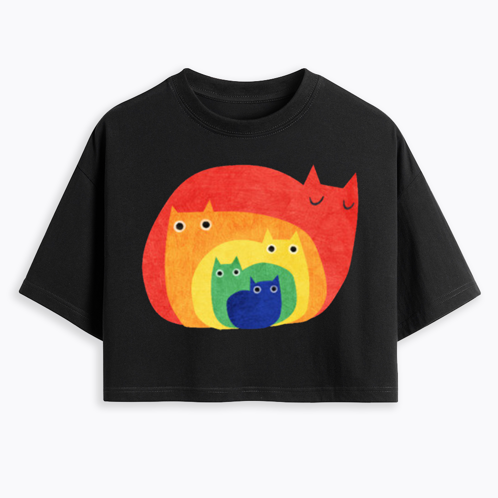 Rainbow Cats Cropped T-Shirt